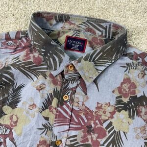 UNTUCKit Desisto Shirt Mens XXL Red Blue Tropical Floral Short Sleeve Button Up
